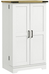 HOMCOM Armário de Cozinha com 2 Portas e 16 Prateleiras Despensa Rústica com Prateleiras Ajustáveis 60x40x104 cm Creme | Aosom Portugal