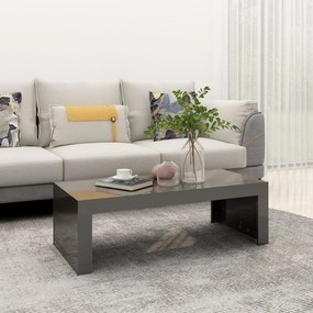 vidaXL Mesa de centro 110x50x35 cm contraplacado cinzento brilhante