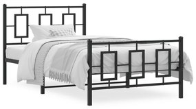 vidaXL Estrutura de cama com cabeceira e pés 100x200 cm metal preto