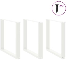 Pés para mesa de jantar em formato de U, 3 peças, branco, 80x (72-73)