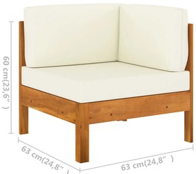 7 pcs conj. lounge de jardim c/ almofadões branco nata acácia