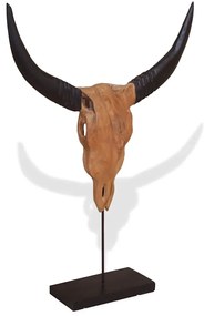 Touro Crânio Escultura Teca 66x15x88 cm