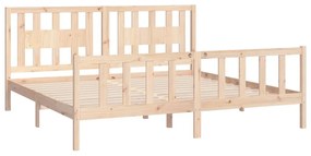 Estrutura de cama com cabeceira 200x200 cm pinho maciço
