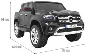Carro elétrico para Crianças 2 Lugares Mercedes Benz X-Class 2x12V 4x4 Rodas Espuma EVA, Assento de couro Preto