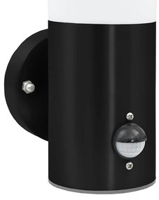 Luzes de Parede Externas vidaXL com Sensor 2 pcs Preto Aço Inoxidável