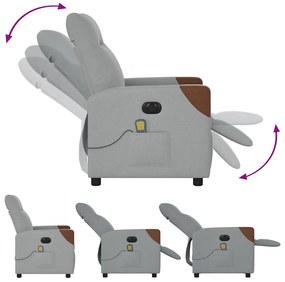 Poltrona de massagens reclinável elétrica tecido cinzento-claro