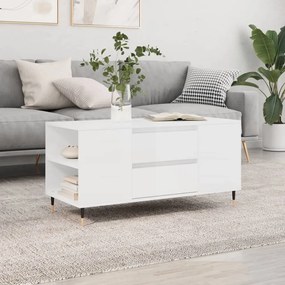 Mesa centro 102x44,5x50cm derivados de madeira branco brilhante