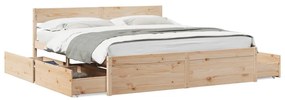 Estrutura de cama c/ gavetas 180x200 cm madeira de pinho maciça