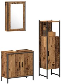 Conjunto de 3 Peças de Móveis para Banheiro Madeira Antiga Madeira Fab