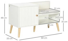 Banco Sapateiro com Compartimento Aberto e Almofada Acolchoada para 4 Pares de Sapatos para Entrada Corredor 80x33x49cm Branco