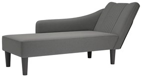 Chaise lounge com apoio de braço direito em tecido cinza escuro