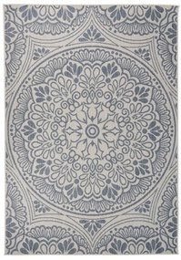 Tapete de tecido plano para exterior 160x230 cm padrão azul