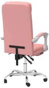 Cadeira de escritório reclinável couro artificial rosa