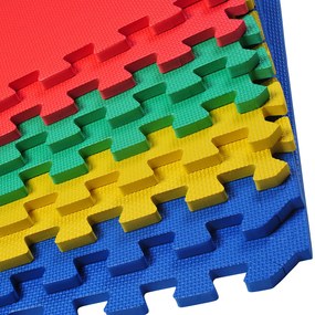 HOMCOM Tapete Puzzle com 8 Peças Tapete Protetor de Borracha EVA com Área de Cobertura de 2,88m² para Casa Academia Pilates 60x60x1,2cm Multicor