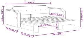 Sofá-cama com gavetão 80x200 cm tecido cinzento-claro