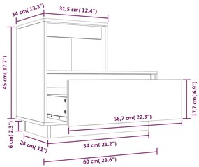 Mesa de cabeceira 60x34x51 cm madeira de pinho maciça branco