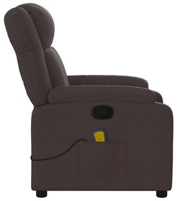 Poltrona de massagens reclinável tecido castanho-escuro