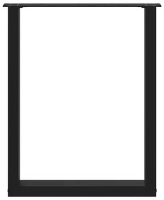 Pés para mesa de jantar em formato de U, 3 peças, preto, 70x(72-73) cm