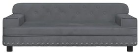 Sofá infantil 90x53x30 cm veludo cinzento-escuro