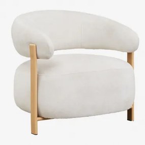 Poltrona Em Tecido Chenille E Ferro Jolie Madeira Natural & Chenille Bege Creme - Sklum
