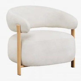 Poltrona Jolie Em Tecido Chenille Madeira Natural & Chenille Beige Creme - Sklum