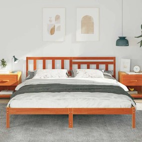 Estrutura da Cama com cabeceira Castanho-mel 200 x 200 cm