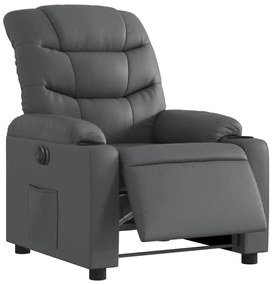 Poltrona reclinável elétrica couro artificial cinzento