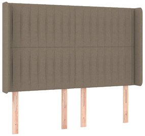 Cama box spring colchão/LED 140x200 cm tecido cinza-acastanhado