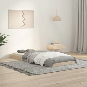 vidaXL Estrutura de cama de solteiro pequena 75x190 cm pinho maciço