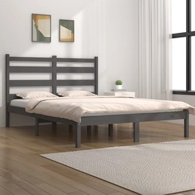 Estrutura de cama 160x200 cm pinho maciço cinzento