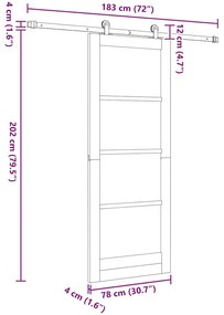 Porta deslizante vidaXL com conjunto de hardware branca 78x202 cm made