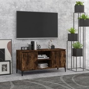 vidaXL Móvel de TV com pernas em metal 103,5x35x50 cm carvalho fumado