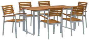 Conjunto de Jantar de Jardim com 7 Peças em Madeira Sólida de Acácia e