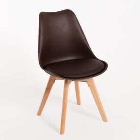 Cadeira Lena com Assento Almofadado  - Castanho - Design Nórdico