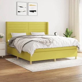 vidaXL Cama com molas/colchão 160x200 cm tecido verde