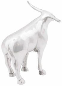 Escultura de Touro vidaXL Prateado 20x17x23 cm em Alumínio