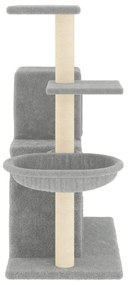 Árvore p/ gatos c/ postes arranhadores sisal 83 cm cinza-claro