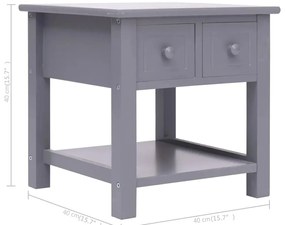 Mesa de apoio 40x40x40 cm madeira de paulownia cinzento