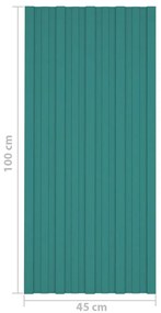 Painéis de telhado 12 pcs 100x45 cm aço galvanizado verde