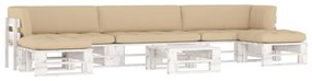 vidaXL 6 pcs conj. lounge paletes + almofadões pinho impregnado branco