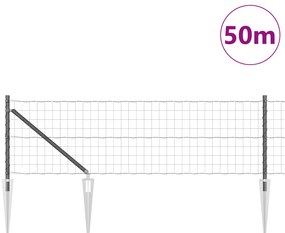 Cerca Euro com 13 Postes de Espeto 0.6x50 m de Aço Galvanizado Cinza