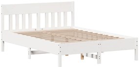 Cama sem colchão 160x200 cm madeira de pinho maciça branco
