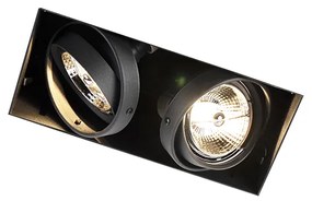 Foco embutido preto GU10 AR70 sem moldura 2 luzes - Oneon Moderno