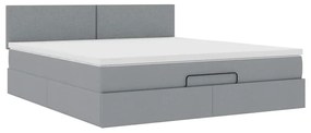 Cama otomana com colchão 160x200 cm tecido cinzento claro
