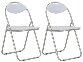 Cadeiras de jantar dobráveis 2 pcs couro artificial branco