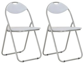 vidaXL Cadeiras de jantar dobráveis 2 pcs couro artificial branco