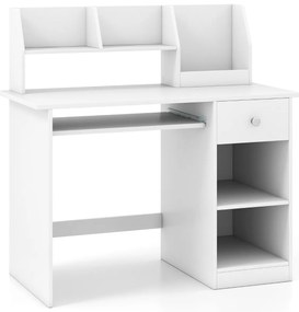 Secretária  para crianças com bandeja para teclado, gaveta e estante multifuncional (CADEIRA NÃO INCLUIDA)  Branco