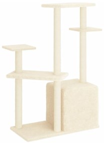 Árvore para gatos c/ postes arranhadores sisal 107,5 cm creme