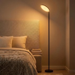 Candeeiro de pé 25 x 25 x 176 cm LED de 30 W, cabeça giratória, candeeiro de pé com comando à distância preto