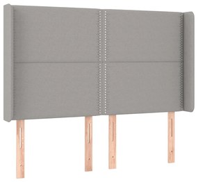 Cama box spring c/ colchão e LED 140x200 cm tecido cinza-claro